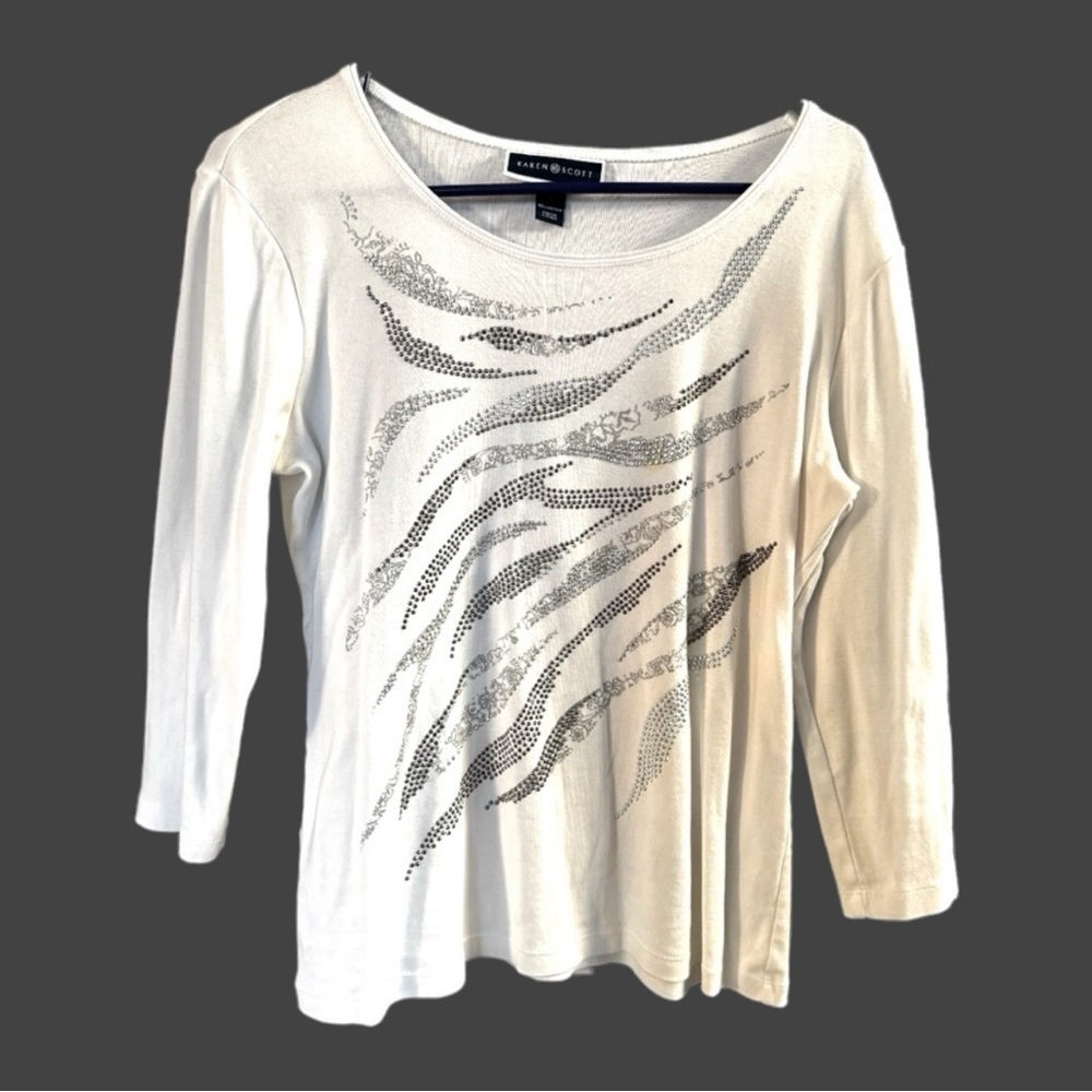 Karen Scott 100% cotton sequin top
